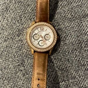 Fossil Gold and Brown Leather Watch